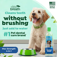 TropiClean Fresh Breath Max Strength Dental Water Additive for Dogs, 33.8oz