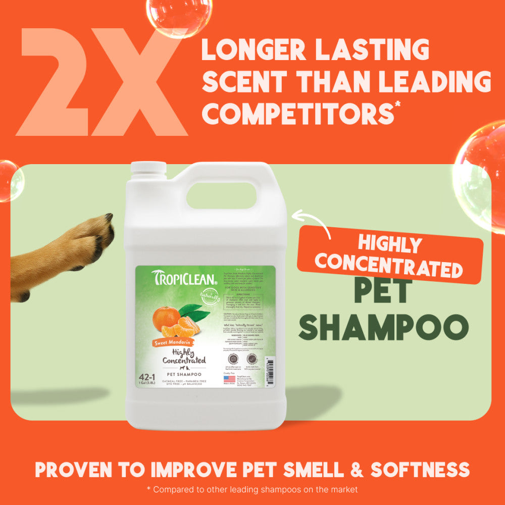 Sunsetting - TropiClean Sweet Mandarin High Concentrate Shampoo for Pets, 1 gal