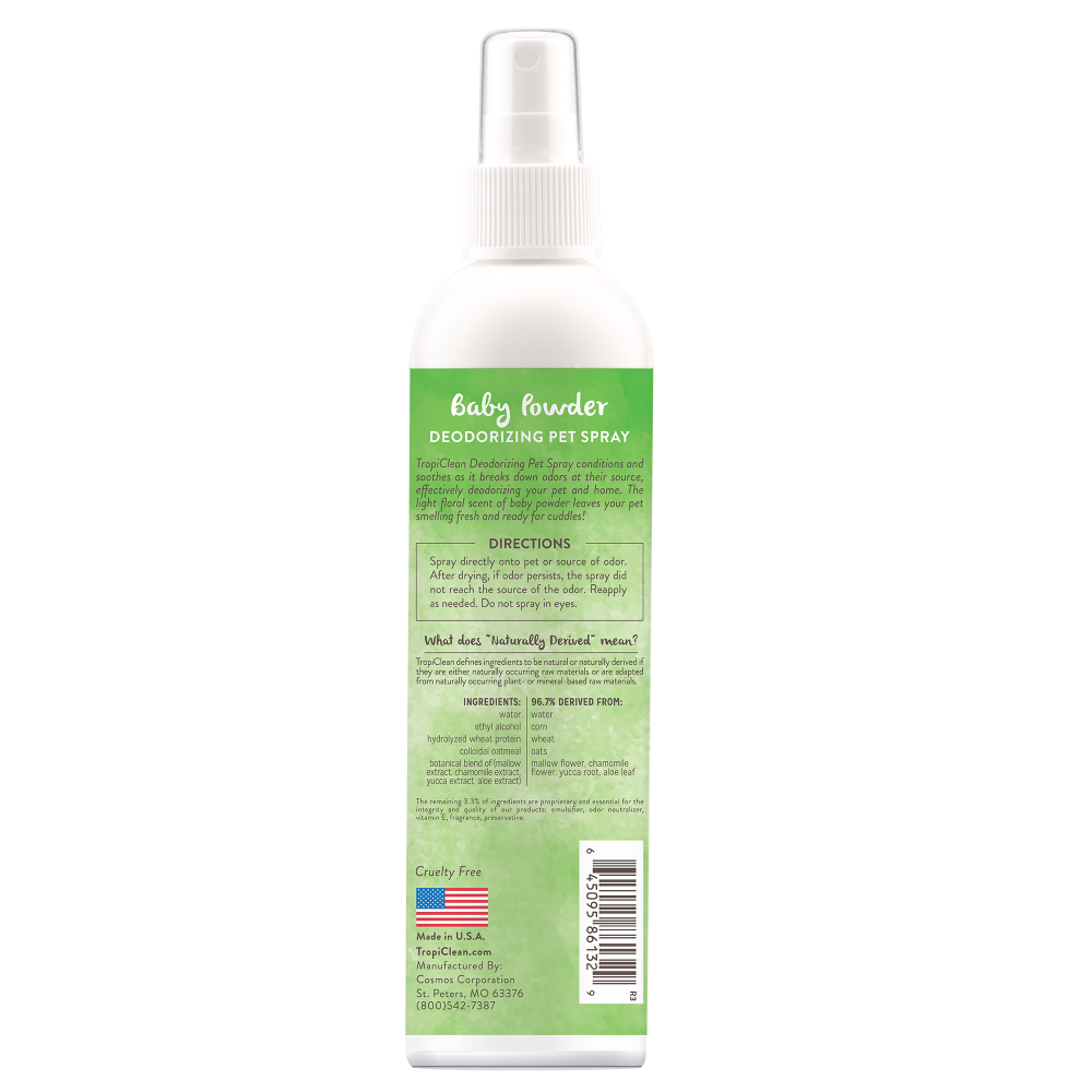 Sunsetting - TropiClean Baby Powder Deodorizing Spray for Pets, 8oz