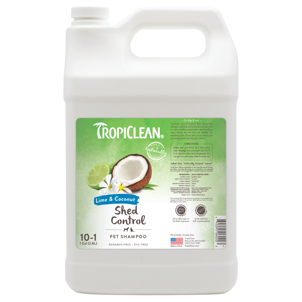 TropiClean Lime & Coconut Shed Control Shampoo for Pets, 1 gal