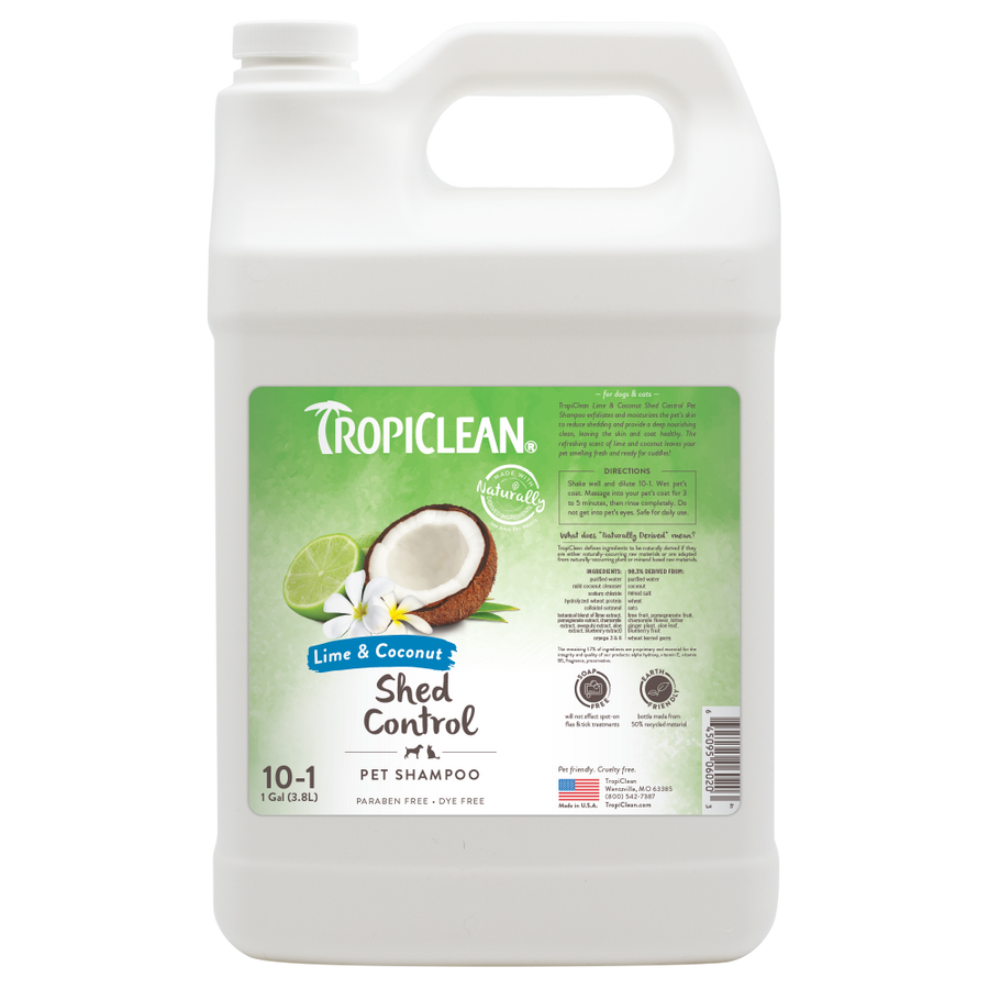 TropiClean Lime & Coconut Shed Control Shampoo for Pets, 1 gal