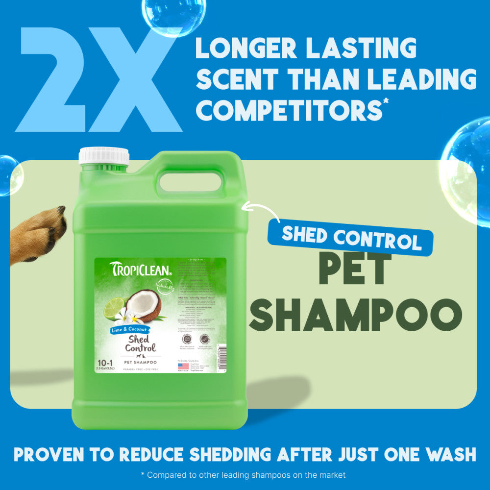 TropiClean Lime & Coconut Shed Control Shampoo for Pets, 2.5 gal