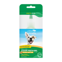 TropiClean Fresh Breath No Brushing Peanut Butter Flavor Clean Teeth Dental & Oral Care Gel for Dogs, 4oz