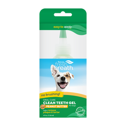 TropiClean Fresh Breath No Brushing Peanut Butter Flavor Clean Teeth Dental & Oral Care Gel for Dogs, 4oz