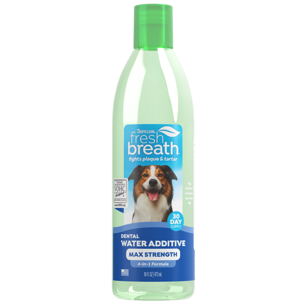 TropiClean Fresh Breath Max Strength Dental Water Additive for Dogs, 16oz
