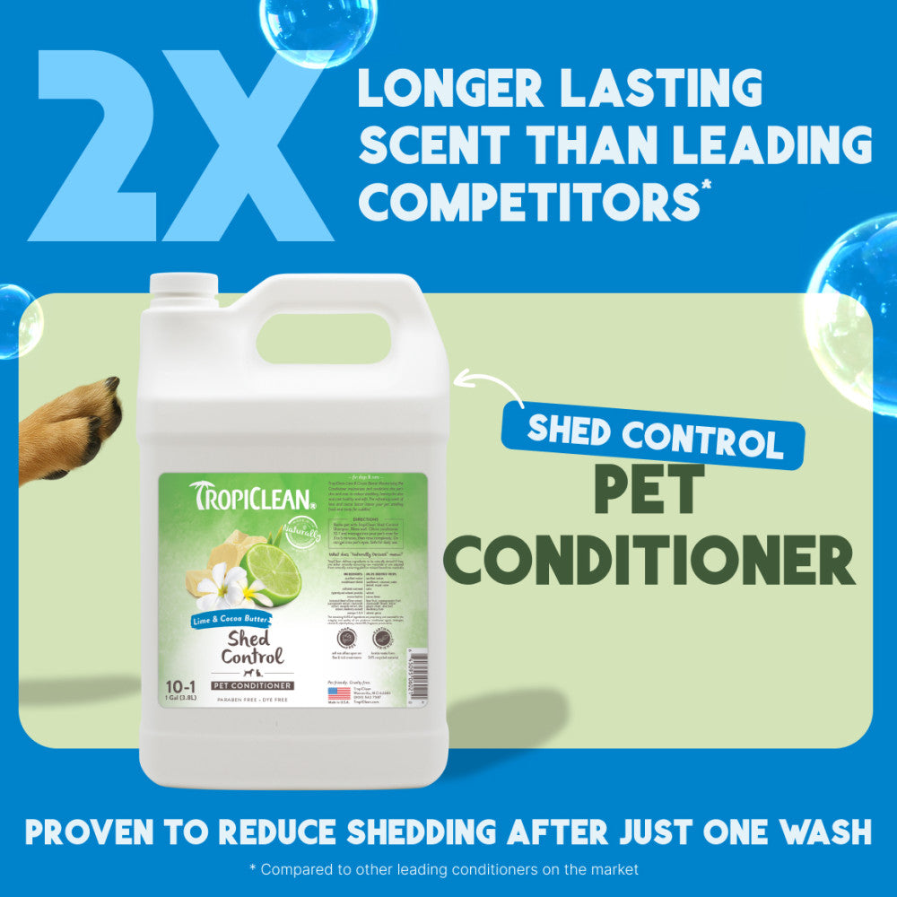 TropiClean Lime & Cocoa Butter Shed Control Conditioner for Pets, 1 gal