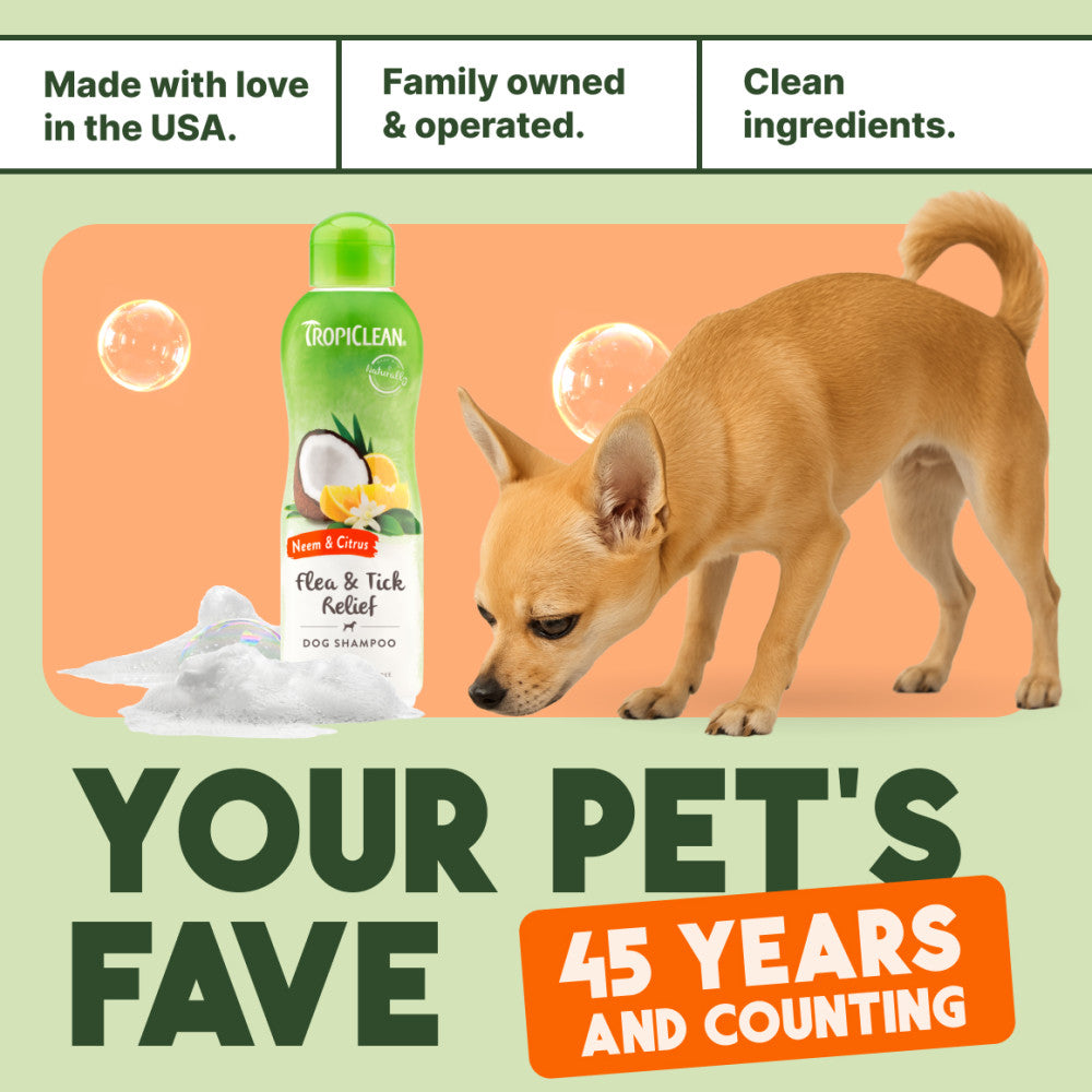 Sunsetting - TropiClean Neem & Citrus Flea & Tick Relief Shampoo for Dogs, 1 gal