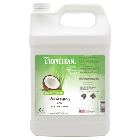 TropiClean Aloe & Coconut Deodorizing Shampoo for Pets, 1 gal