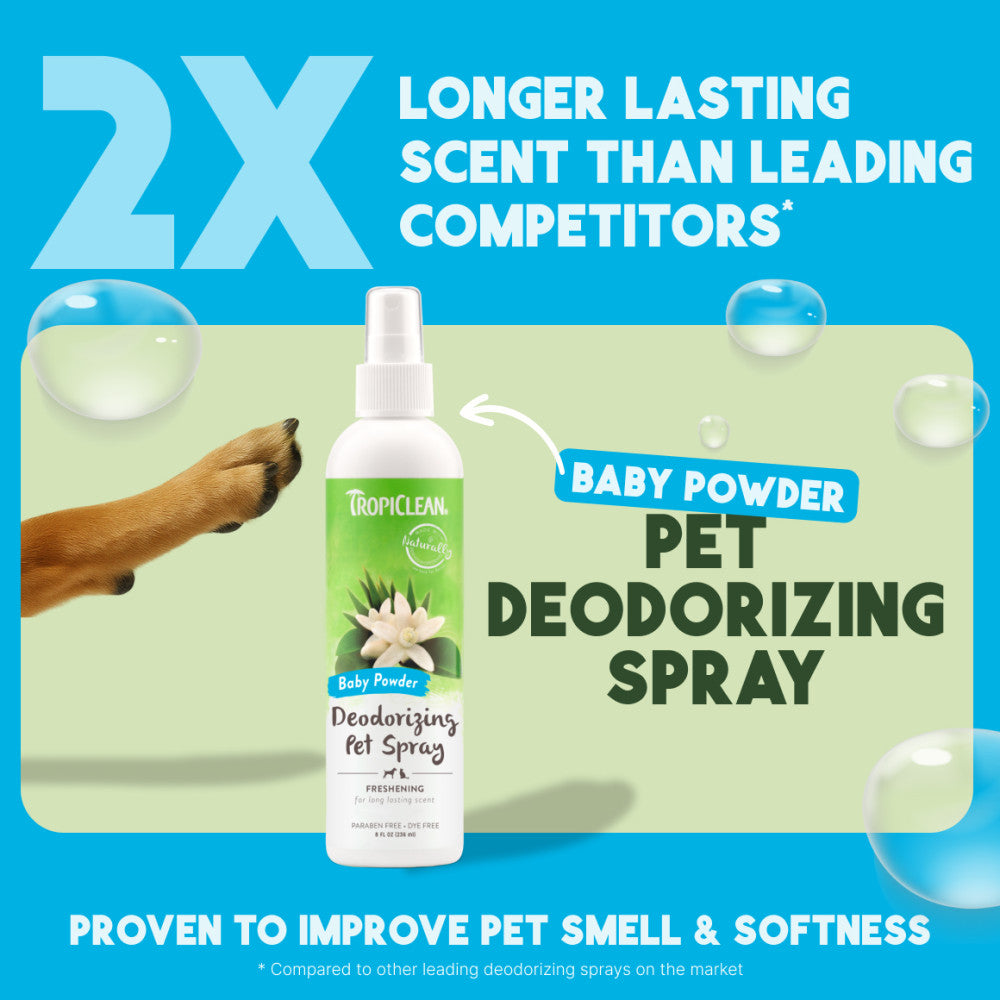 Sunsetting - TropiClean Baby Powder Deodorizing Spray for Pets, 8oz