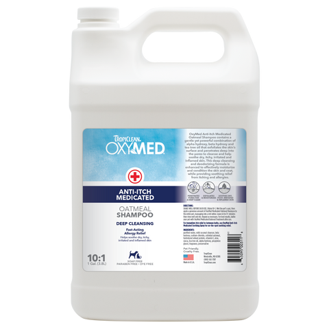 TropiClean OxyMed Medicated Anti Itch Shampoo for Pets, 1 gal