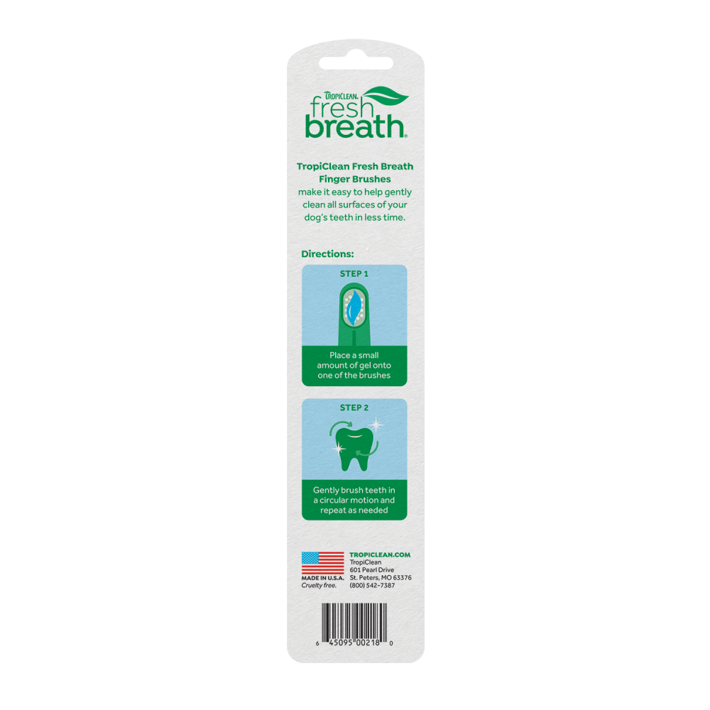 TropiClean Fresh Breath Finger Brushes for Pets, 2 pack