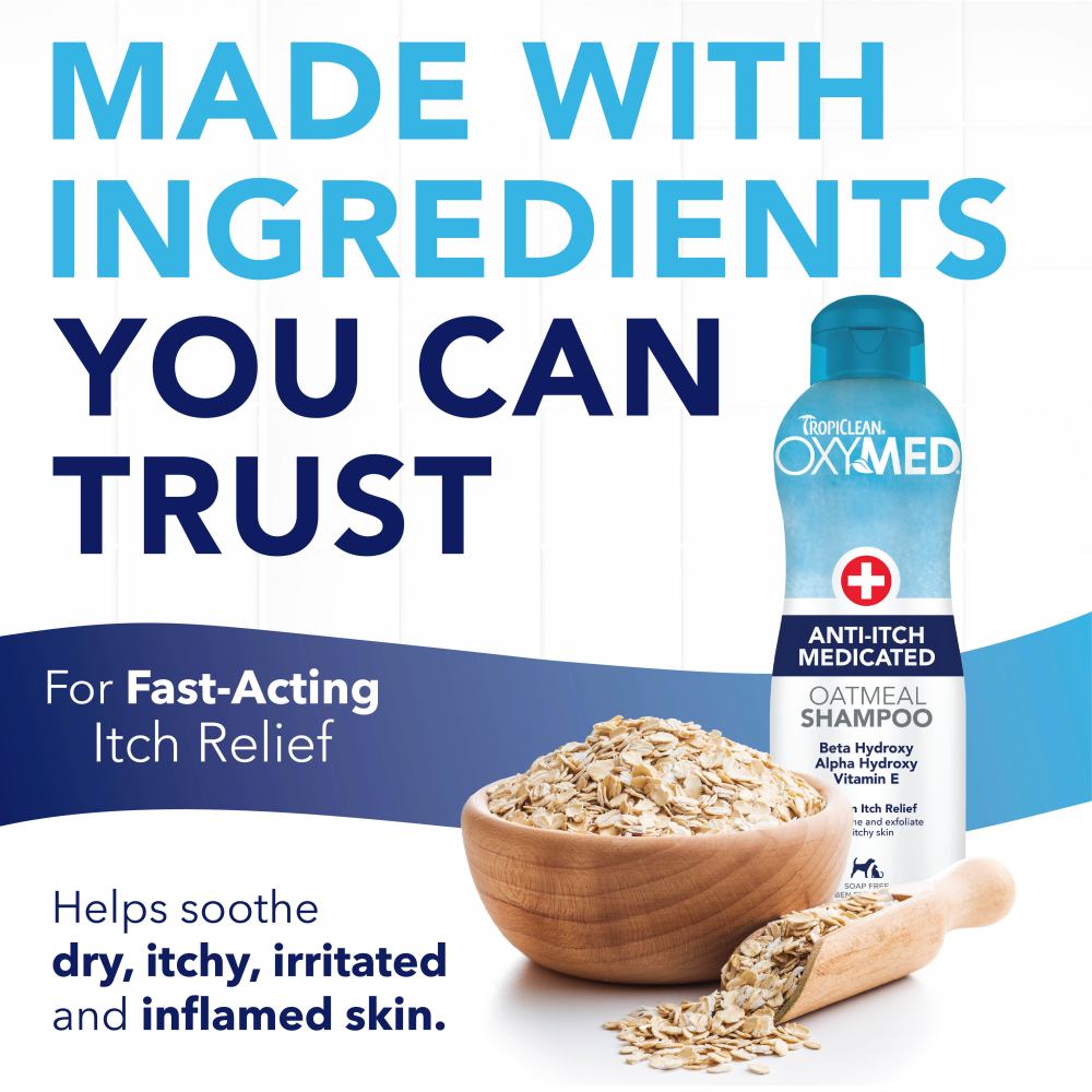 TropiClean OxyMed Medicated Anti-Itch Shampoo for Pets, 20oz