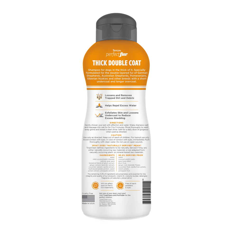 TropiClean PerfectFur Thick Double Coat Shampoo for Dogs, 16oz