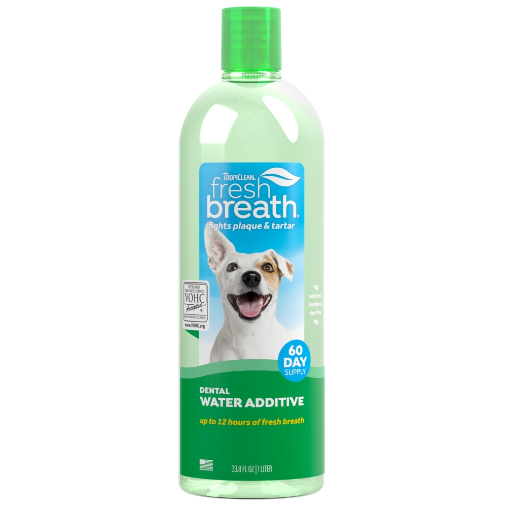 TropiClean Fresh Breath Dental Water Additive for Dogs, 33.8oz