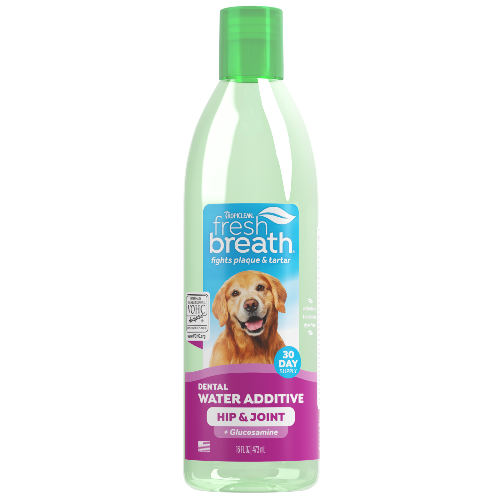 TropiClean Fresh Breath Dental Water Additive Plus Hip & Joint for Dogs, 16oz