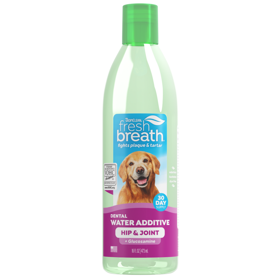 TropiClean Fresh Breath Dental Water Additive Plus Hip & Joint for Dogs, 16oz