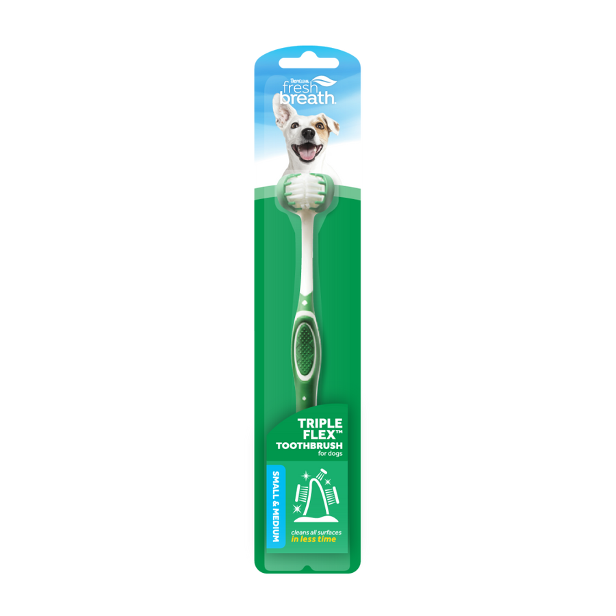 TropiClean Fresh Breath Triple Flex Toothbrush for Small and Medium Dogs