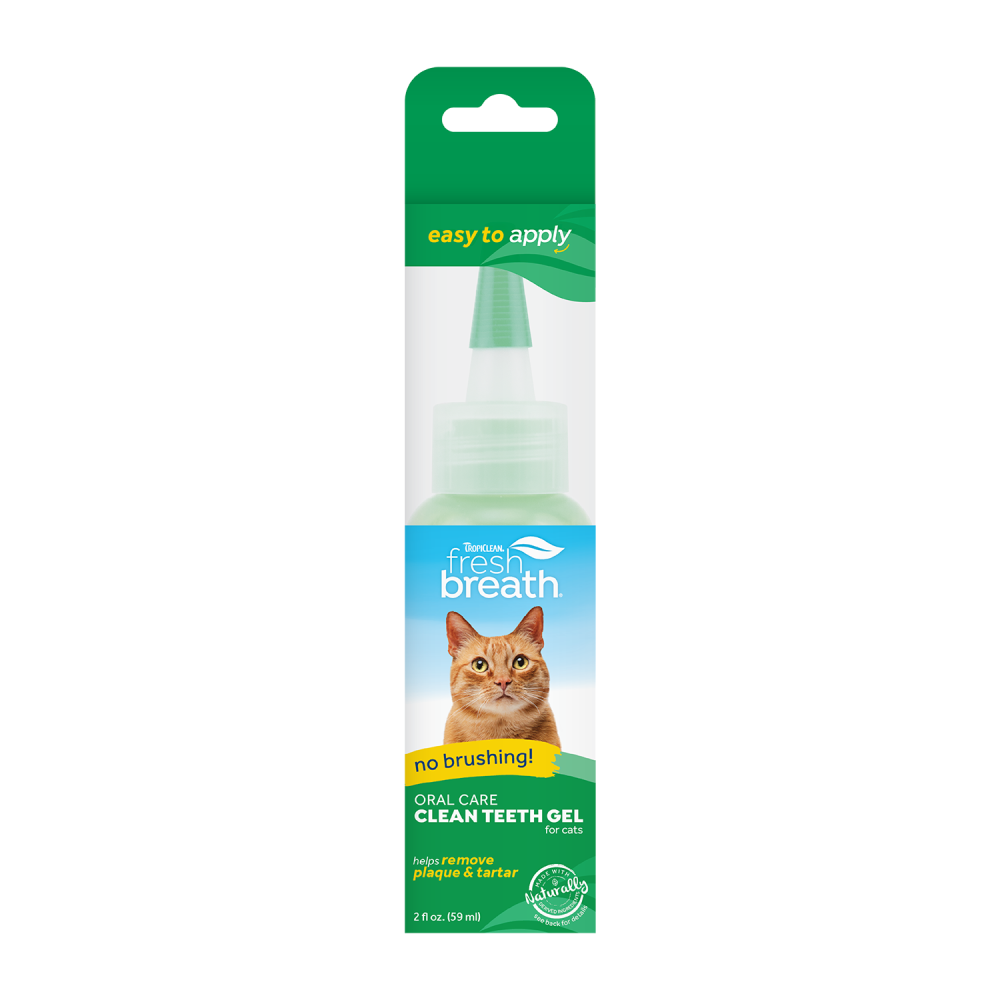 TropiClean Fresh Breath No Brushing Clean Teeth Dental & Oral Care Gel for Cats, 2oz