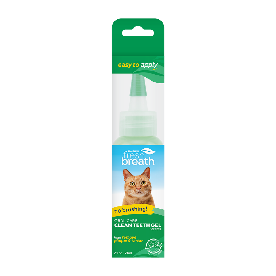 TropiClean Fresh Breath No Brushing Clean Teeth Dental & Oral Care Gel for Cats, 2oz
