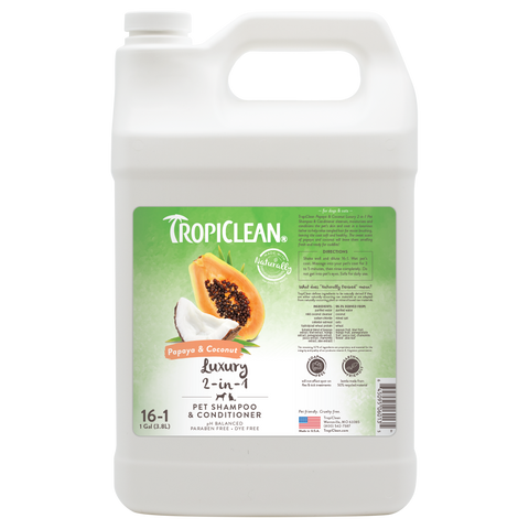 TropiClean Papaya & Coconut Luxury 2-in-1 Shampoo and Conditioner for Pets, 1 gal