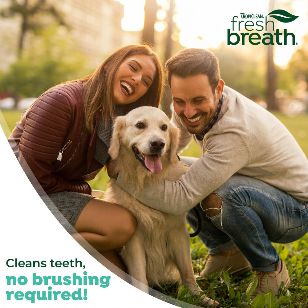 TropiClean Fresh Breath No Brushing Peanut Butter Flavor Clean Teeth Dental & Oral Care Gel for Dogs, 4oz