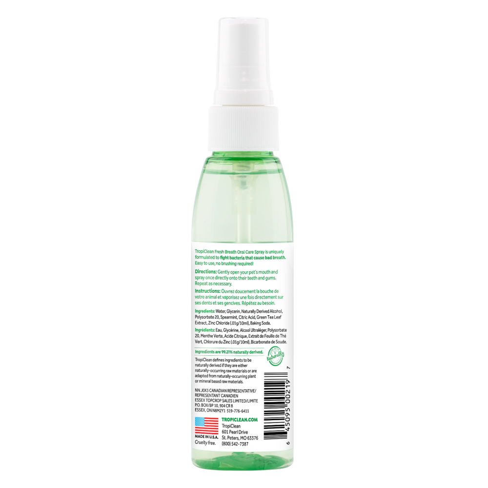 TropiClean Fresh Breath Oral Care Spray for Pets, 4oz