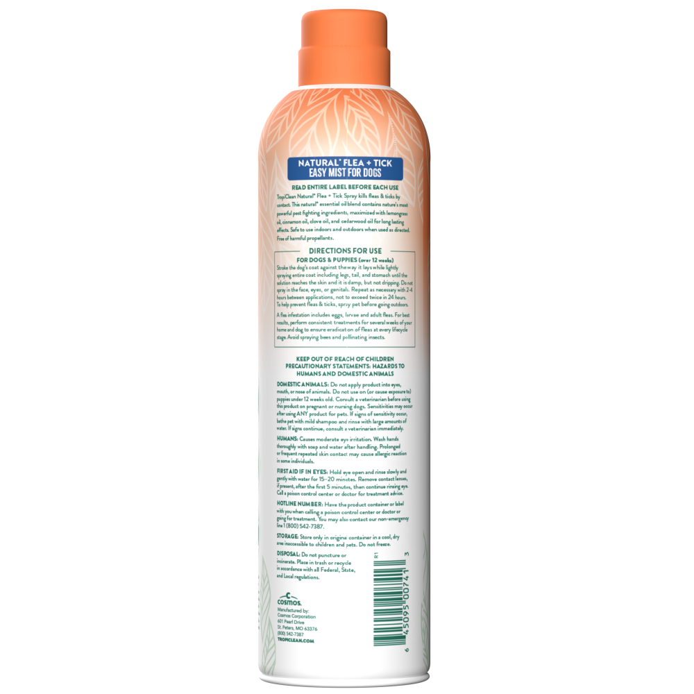 TropiClean Natural* Flea + Tick Dog + Home Easy Mist Spray, 14oz