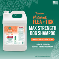 TropiClean Natural* Flea + Tick Maximum Strength + Soothing Shampoo for Dogs, 1 gal