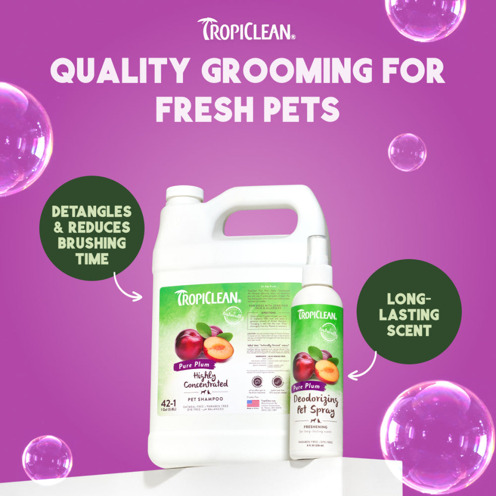 TropiClean Pure Plum High Concentrate Shampoo for Pets, 1 gal