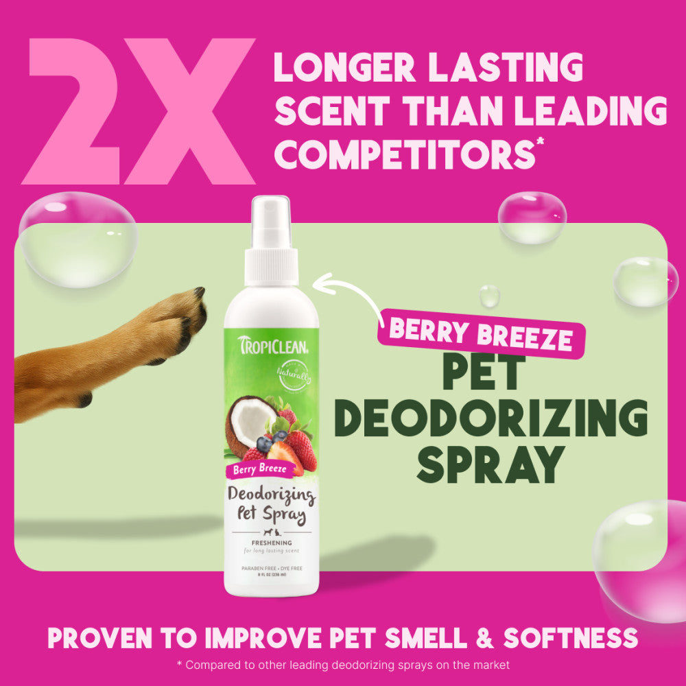 Sunsetting - TropiClean Berry Breeze Deodorizing Spray for Pets, 8oz