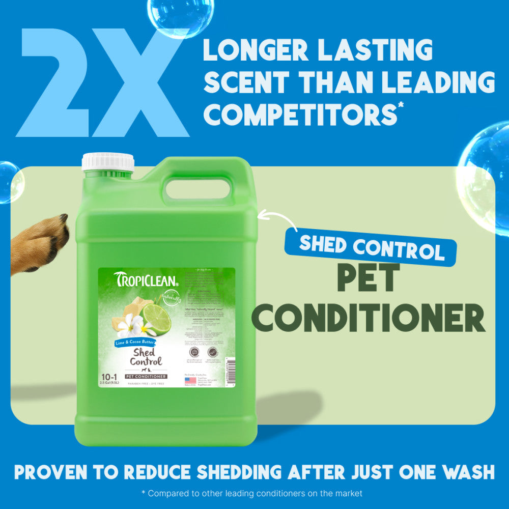 TropiClean Lime & Cocoa Butter Shed Control Conditioner for Pets, 2.5 gal