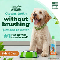 TropiClean Fresh Breath Dental Health Solution Supports Skin Health for Dogs, 16oz