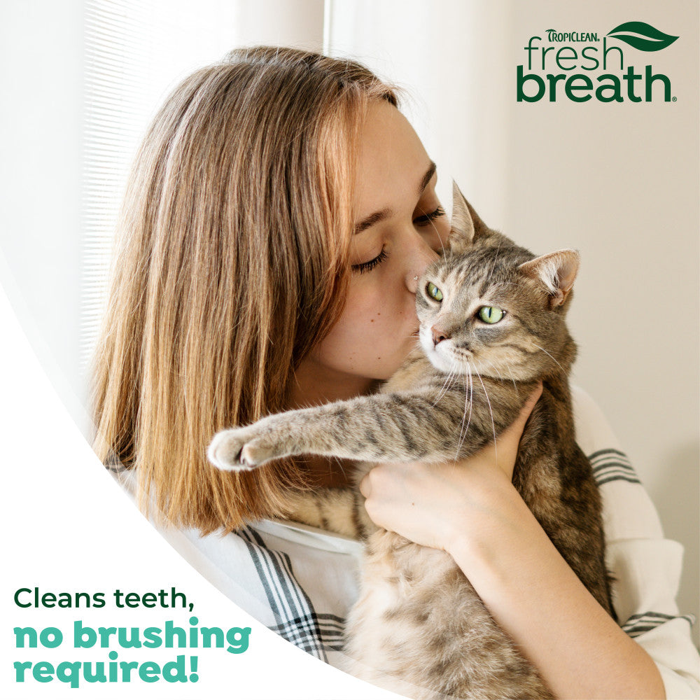TropiClean Fresh Breath No Brushing Clean Teeth Dental & Oral Care Gel for Cats, 2oz