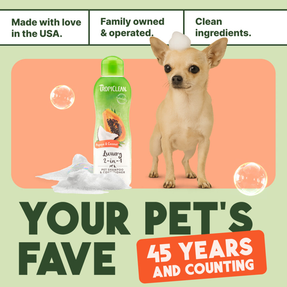 TropiClean Papaya & Coconut Luxury 2-in-1 Shampoo and Conditioner for Pets, 1 gal