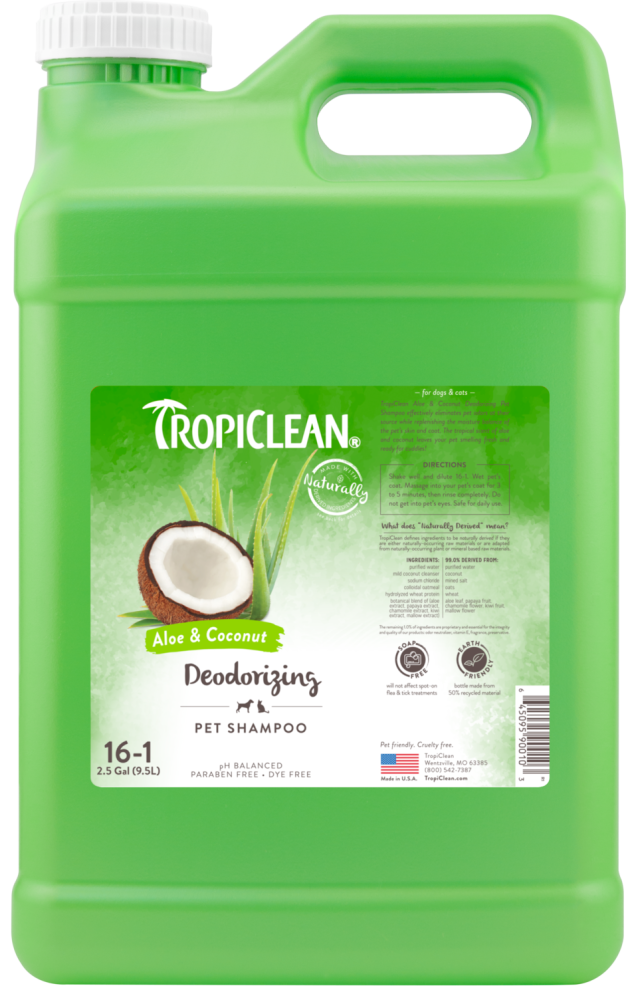 TropiClean Aloe & Coconut Deodorizing Shampoo for Pets, 2.5 gal