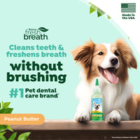TropiClean Fresh Breath No Brushing Peanut Butter Flavor Clean Teeth Dental & Oral Care Gel for Dogs, 4oz
