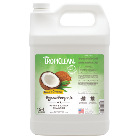 TropiClean Gentle Coconut Hypoallergenic Puppy & Kitten Shampoo, 1 gal
