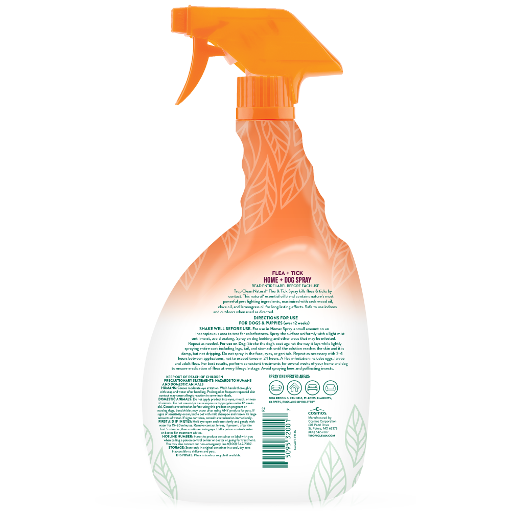 TropiClean Natural* Flea + Tick Home + Dog Spray, 32oz