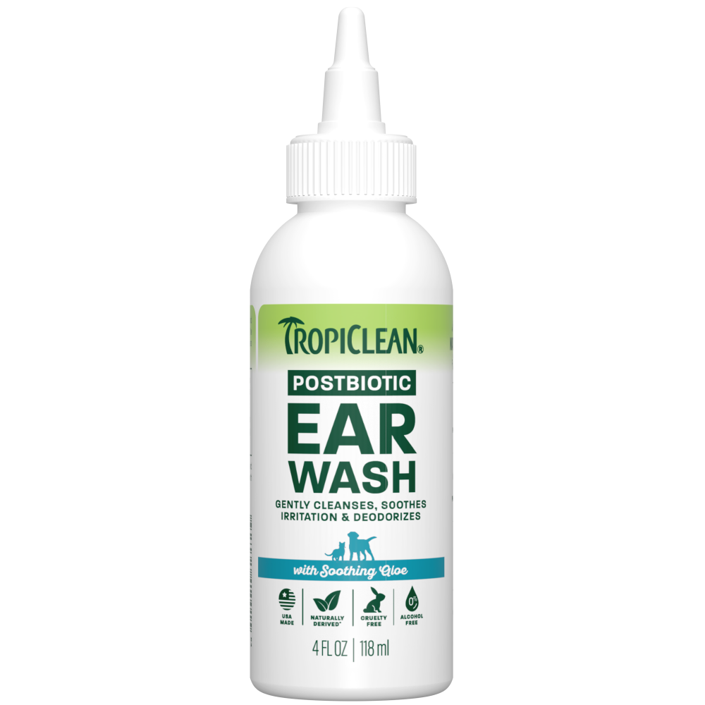 TropiClean Postbiotic Ear Wash for Pets, 4oz