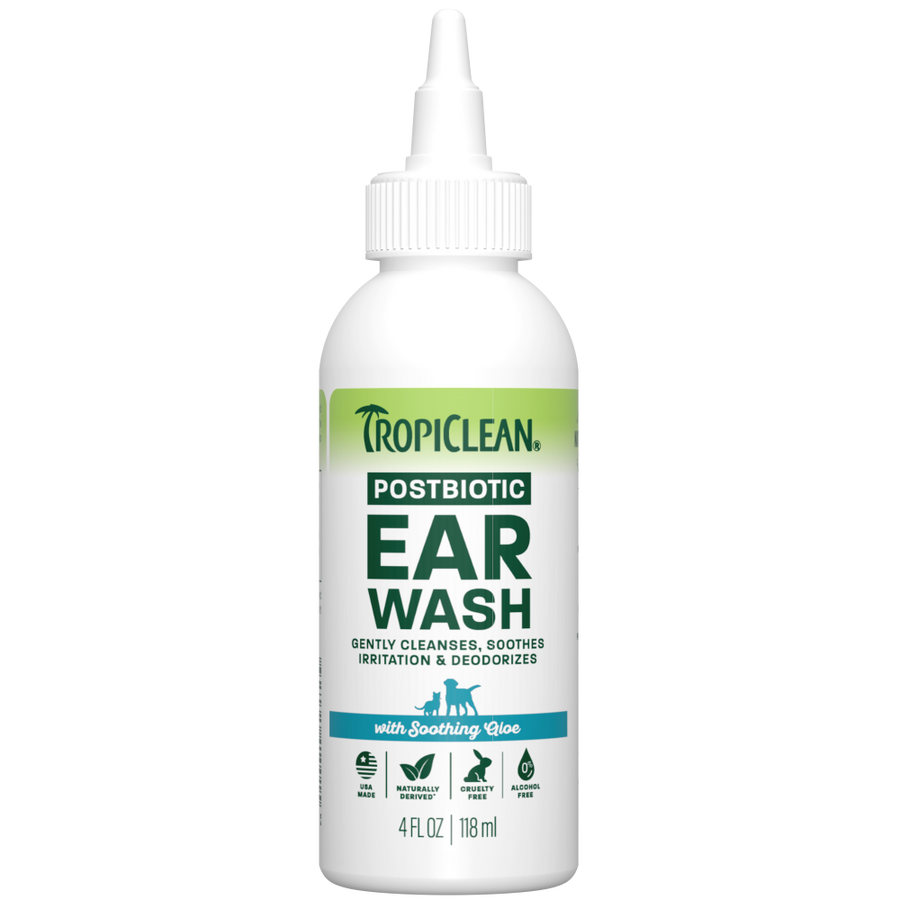 TropiClean Postbiotic Ear Wash for Pets, 4oz