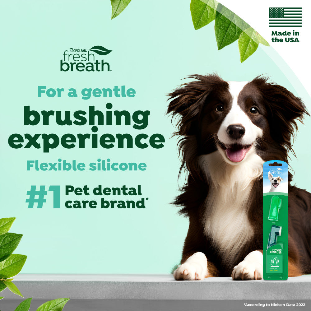 TropiClean Fresh Breath Finger Brushes for Pets, 2 pack