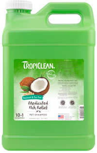 TropiClean Oatmeal & Tea Tree Medicated Itch Relief Shampoo for Pets, 2.5 gal