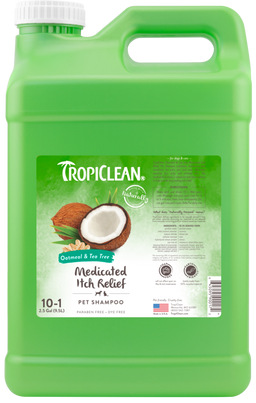 TropiClean Oatmeal & Tea Tree Medicated Itch Relief Shampoo for Pets, 2.5 gal