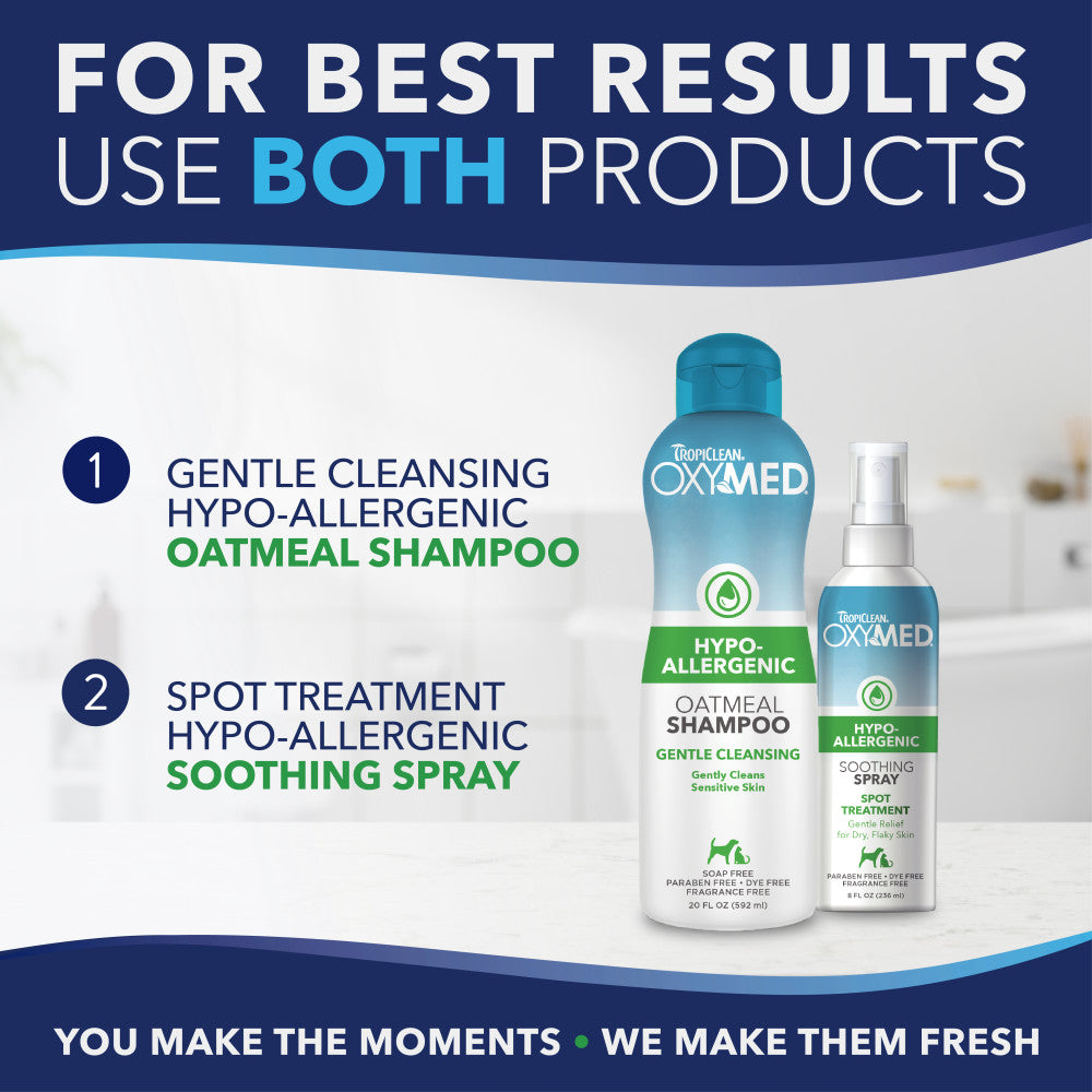 TropiClean OxyMed Hypoallergenic Anti Itch Spray for Dogs, 8oz