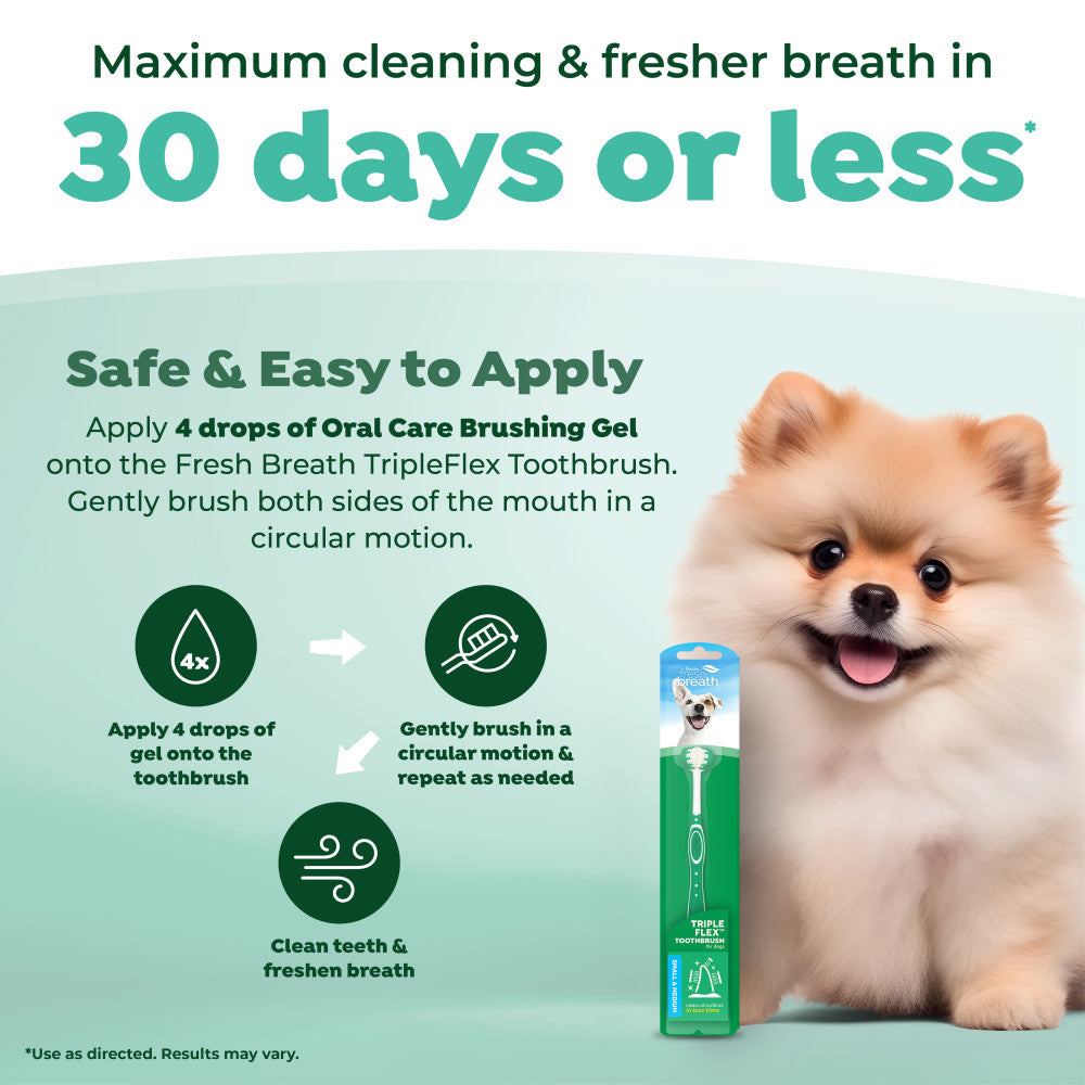 TropiClean Fresh Breath Triple Flex Toothbrush for Small and Medium Dogs