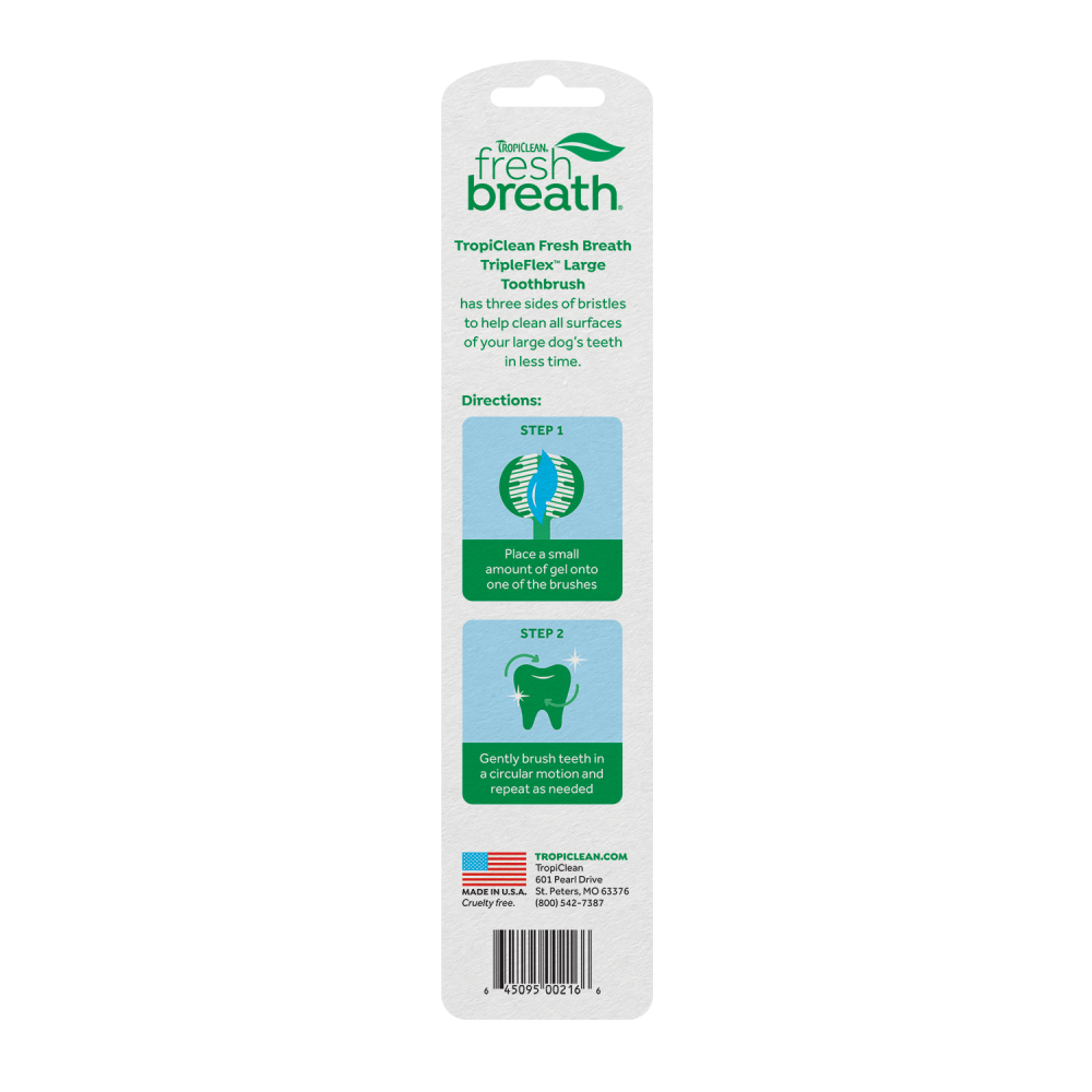 TropiClean Fresh Breath Triple Flex Toothbrush for Large Dogs