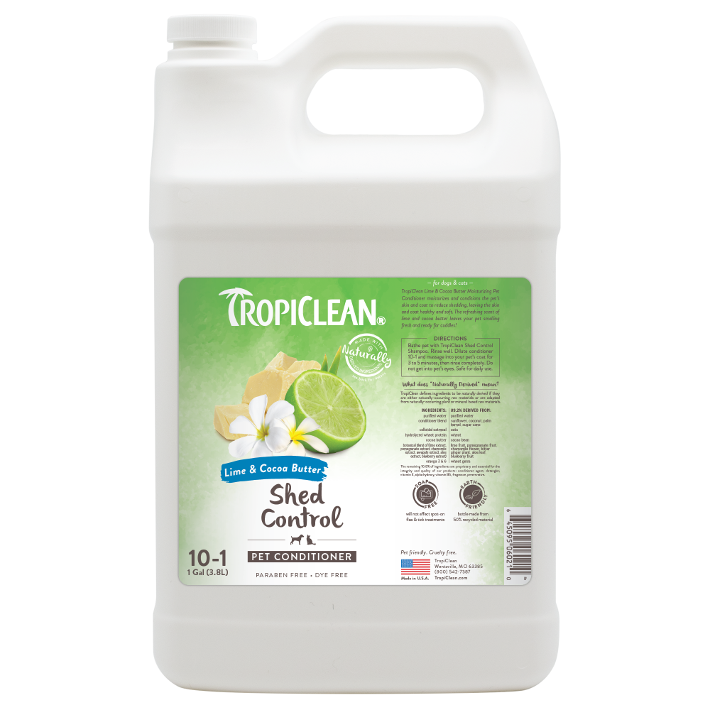 TropiClean Lime & Cocoa Butter Shed Control Conditioner for Pets, 1 gal