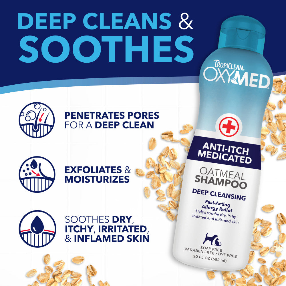 TropiClean OxyMed Medicated Anti Itch Shampoo for Pets, 1 gal