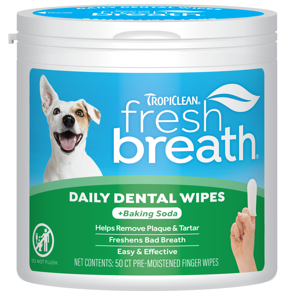 TropiClean Fresh Breath Finger Dental Wipes, 50ct