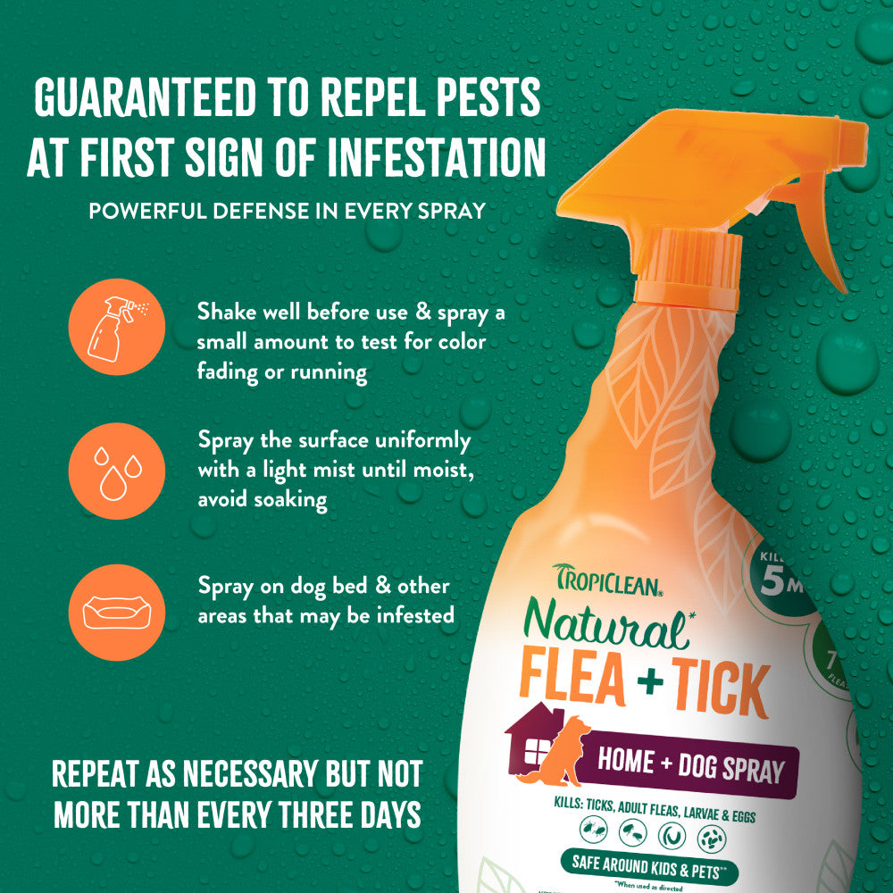 TropiClean Natural* Flea + Tick Home + Dog Spray, 32oz